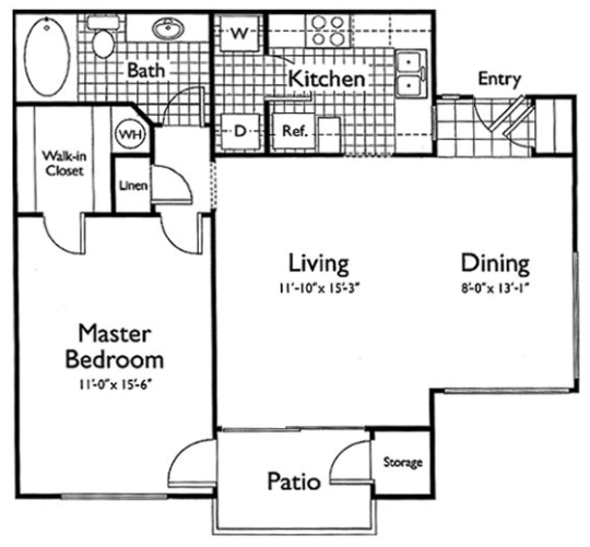 a floor plan for a two bedroom apartment at The Oxford