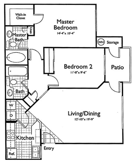 a floor plan for a two bedroom apartment at The Oxford