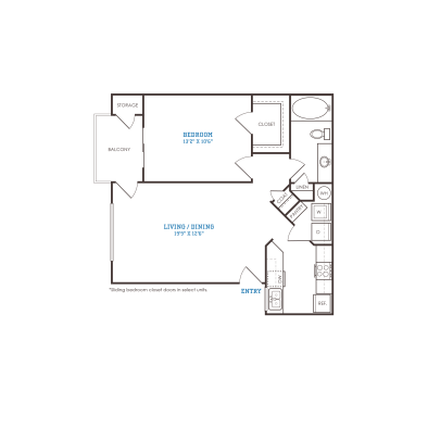 the floor plan for a two bedroom apartment at The Oxford