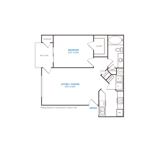 the floor plan for a two bedroom apartment at The Oxford